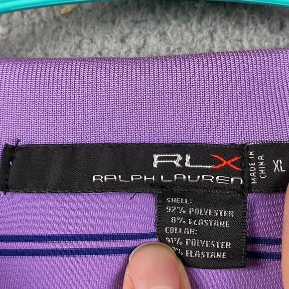 RLX Ralph Lauren Performance Golf Polo Shirt Men's XL Purple Striped Causal - Picture 4 of 9